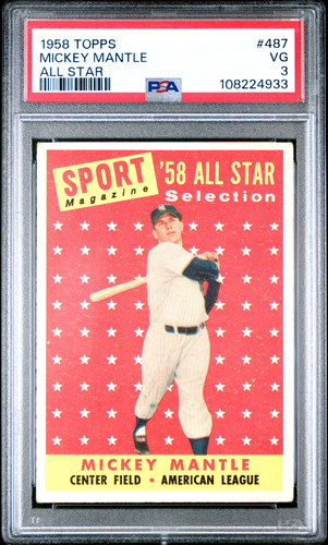 Mickey Mantle: All Star #487 1958 Topps card