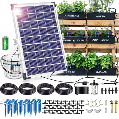 Solar Drip Irrigation System with Timer, Programmable Smart Watering with 2200Ma