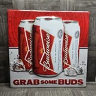 2012 Budweiser Grab Some Buds Metal Tin Sign 21" x 21"