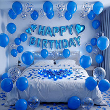 Blue Happy Birthday Balloons Decorations Birthday Balloon Letters Banner with 8