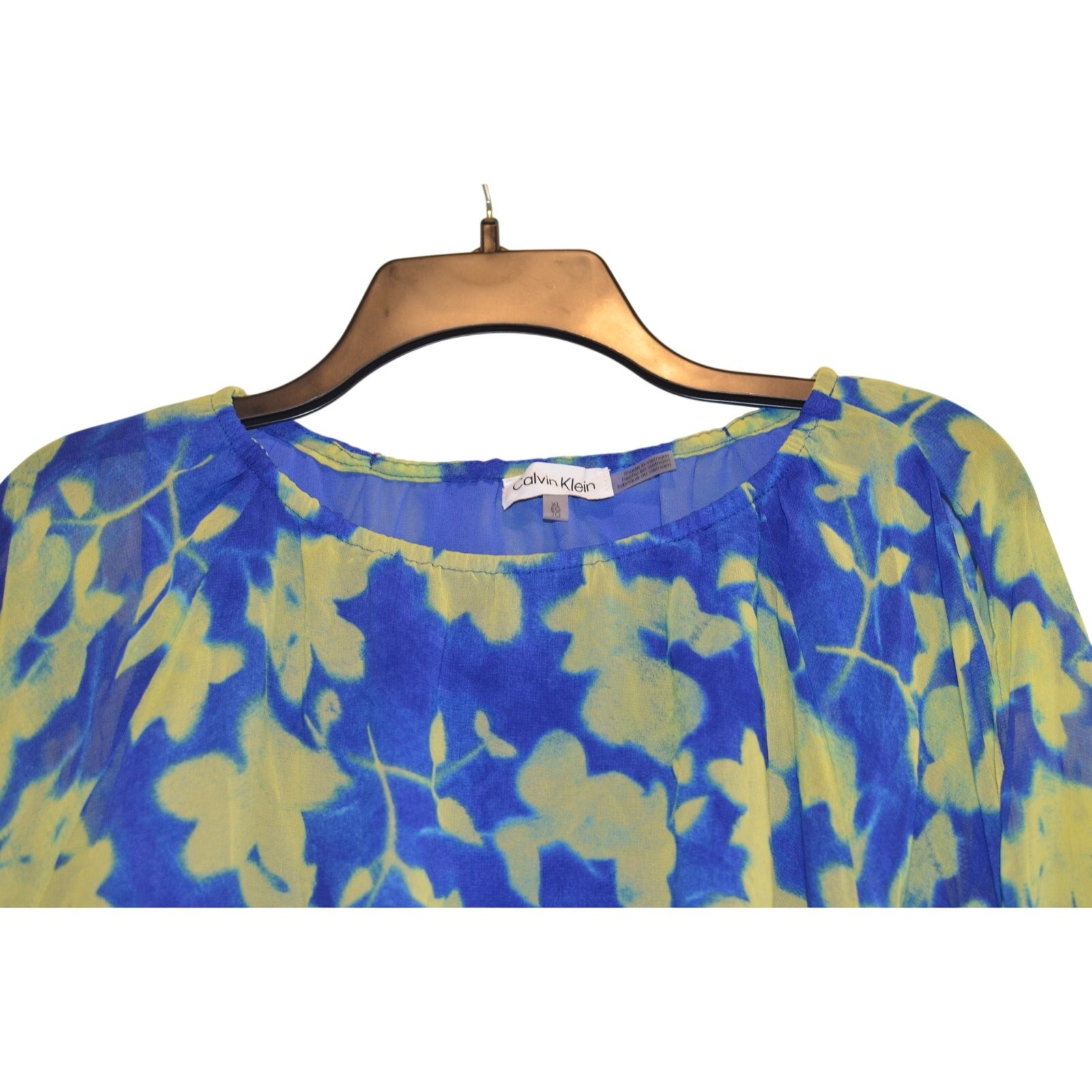 Calvin Klein Women's Blue & Yellow Floral Print Top thumbnail 3