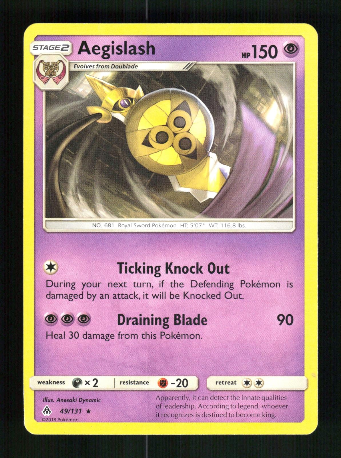 Aegislash 49/131 Rare Forbidden Light Pokemon 2018 LP Dynamic