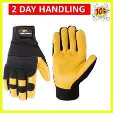 Men's Deerskin Leather Palm Hybrid Work Gloves, Large