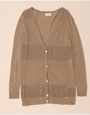 Conte of Florence Womens Longline Cardigan Sweater UK 12 Medium Beige DE16