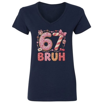 67 Bruh Six Seven Cookie - 6-7 Meme Valentines Day Ladies' V-Neck Tshirt