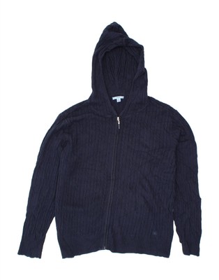 IZOD Damen Strickjacke Pullover mit Kapuze UK 20 2XL dunkelblau Baumwolle BY18