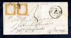 1862 4 MARCH C.10 SASS 14Df PAIR USED ON LETTER SENT TO ROME