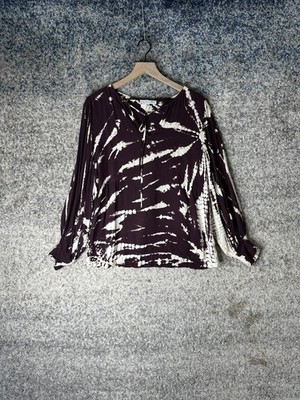 Young Fabulous & Broke Blouse Womens Small Purple Tie Dye Scoop Neck Top Boho
