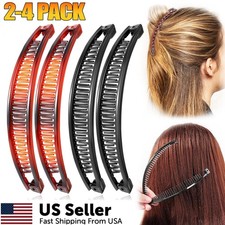 4x Women's Banana Hair Clips Non-Slip Large Hair Claws Classic Double Combs Gift