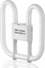 GR10Q 4-PIN 28W Bathroom Light Bulb,3500K Warm White Fluorescent Tube,2D Square