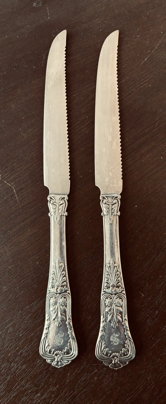 Antique Pair Tiffany & Co Regent EP Silverplated Serrated Fruit Knives Monogram