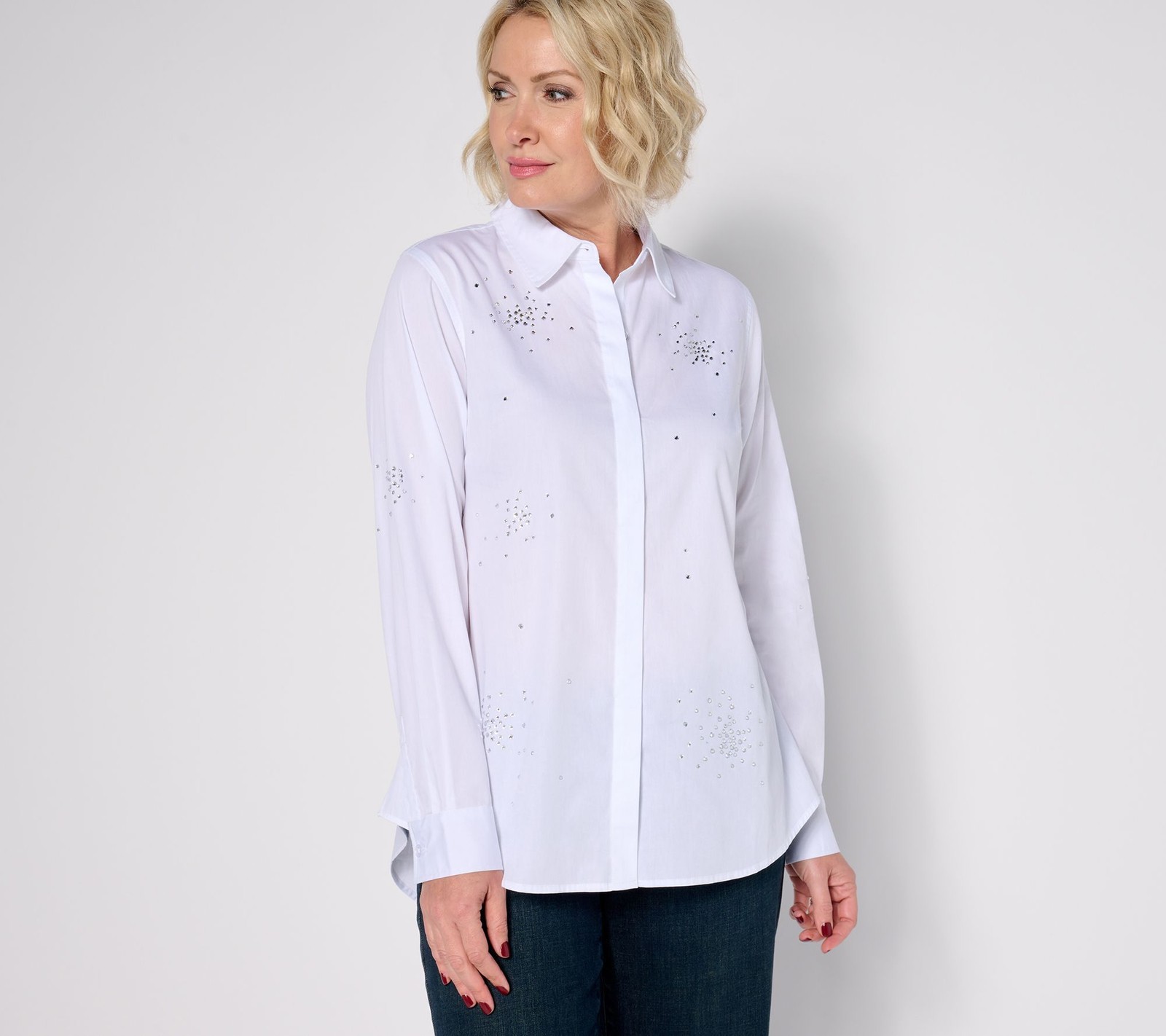 Joan Rivers Classics Collection Women's Top Sz S Carpet Stretch White A671648