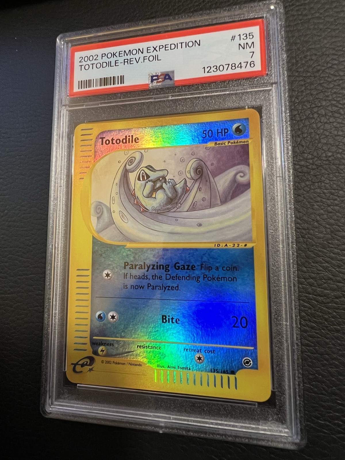 2002 Totodile Reverse Foil Pokémon Expedition #135 PSA 7