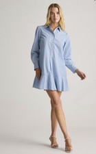 Quince 100% Organic Cotton Poplin Drop Waist Shirt Dress Capsule Size Medium