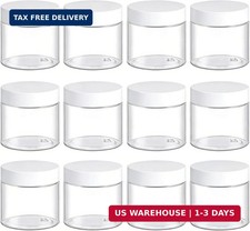 24 Pack 2 Oz Plastic Containers Small Jars with White Lids BPA Free, Empty Rou