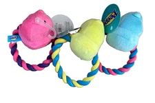 3 Pack Peeps Chick Rope Ball Toy for Dogs 3 count Blue/Pink and Yellow Lot NEW
