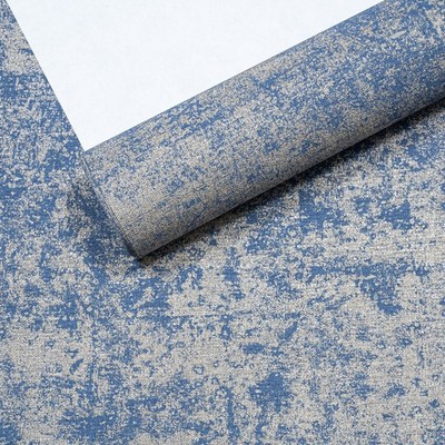 Einfache blaue Tapete Goldschimmer meliert Effekt Struktur dickes Vinyl Flurwand
