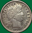 1895 Barber Dime Extremely Fine XF Coin #43309