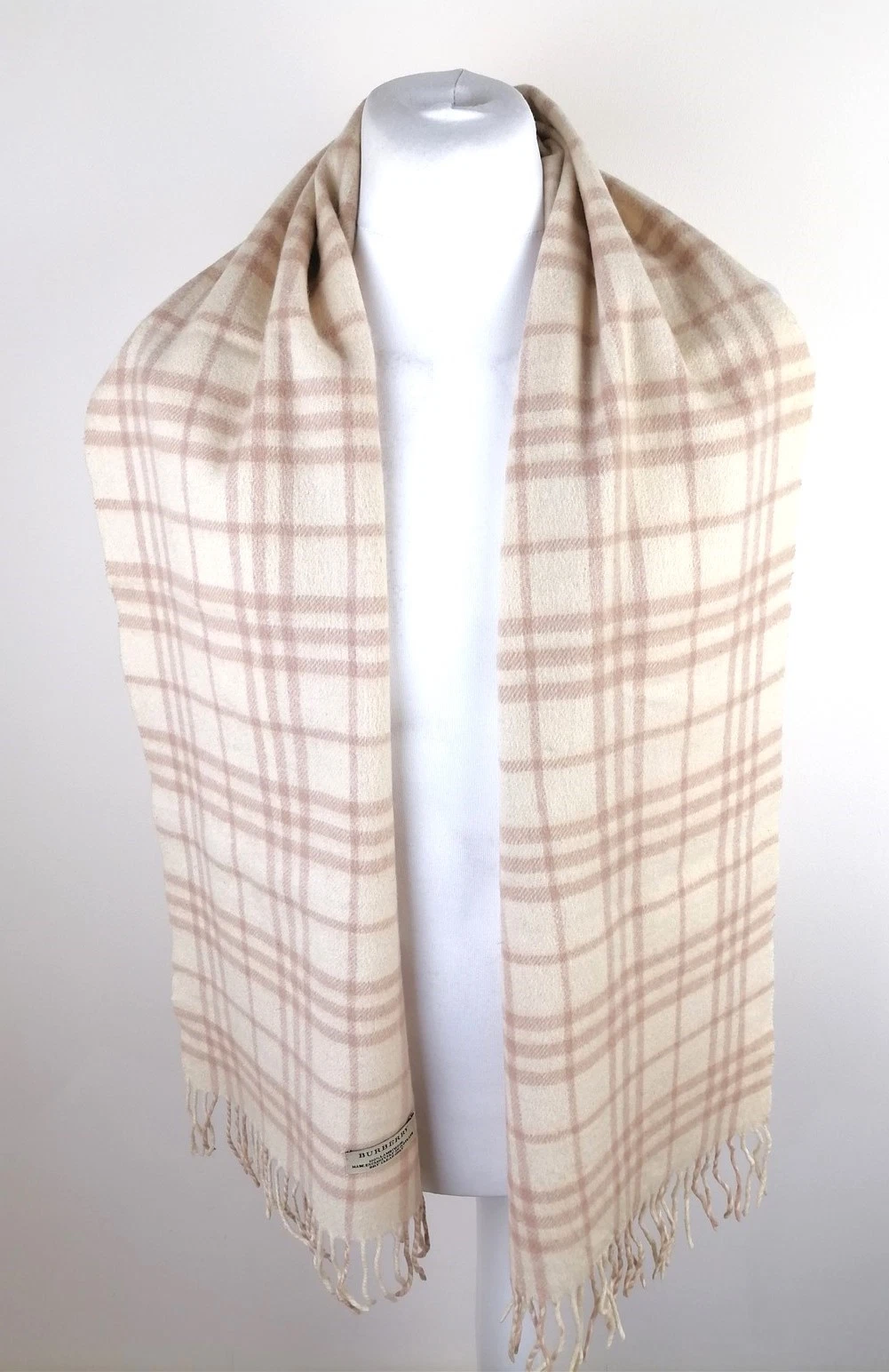 Burberry Scarf Cream Beige Check One Size *Exclusive* 3-450