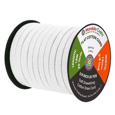White Flat Drawstring Cord Drawstring Replacement, 3/8 Inch 20 YDs White Soft...