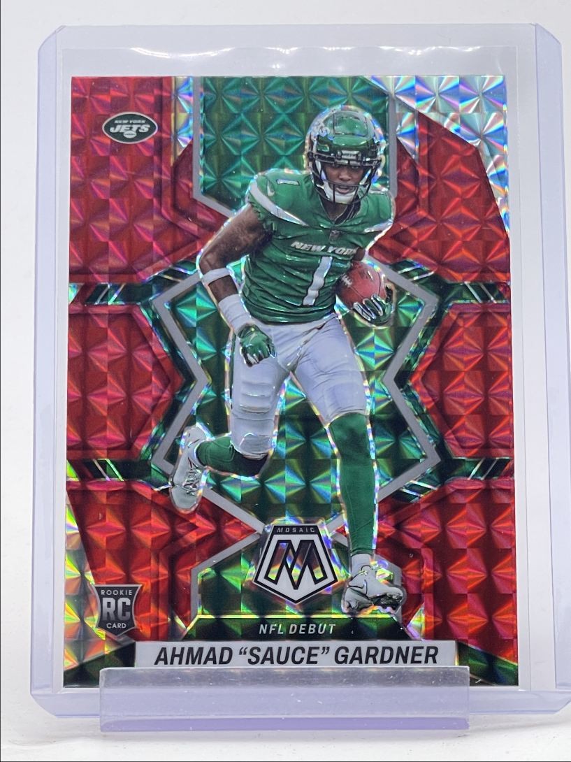 AHMAD "SAUCE" GARDNER 2022 MOSAIC NFL DEBUT ROOKIE RED MOSAIC RC Q4243