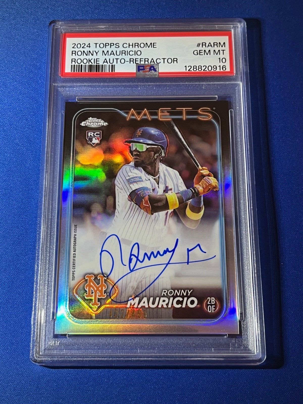 2024 Topps Chrome Ronny Mauricio #RA-RM Refractor Rookie AUTO RC /499 PSA 10 GEM
