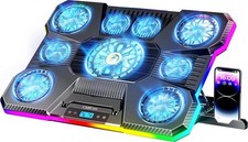 Laptop Cooling Pad RGB Lights Laptop Cooler 9 Fans for 15.6-19.3 Inch Laptops