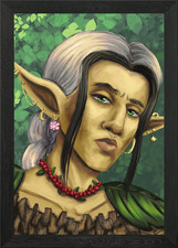 Elf Portrait with Berry Necklace Framed Wall Art Poster Canvas Print Picture