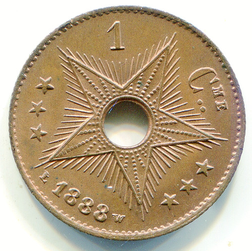Congo Free state (Belgium) Centime 1888 w superb KM-1; lotjul6006