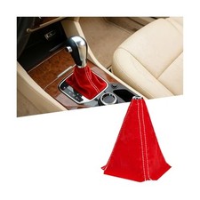 Car Shift Boot Cover, Suede Leather Vehicle Manual Automatic Gear Red/White