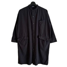 ISSEY MIYAKE Plantation Black Cotton Long Shirt Coat 90s Archive M F/S
