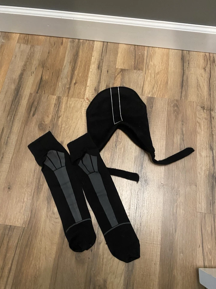 Star Wars Girls Darth Vader Dress Halloween Costume Small With Socks Belt & Hat - Image 4 of 4