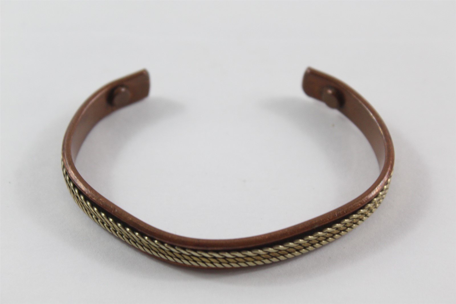 Solid Copper Bracelet with Brass Rope Design Size… - image 1
