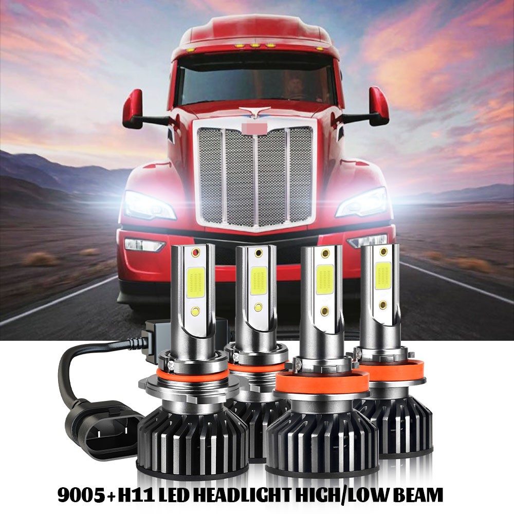 For Peterbilt 579 587 Trucks LED Headlight Kit 4 Bulbs High / Low Beam white