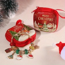 Christmas DIY Bracelet Making Kit-24Pcs Set w/Sock Gift Box Elk Snowman Pendants