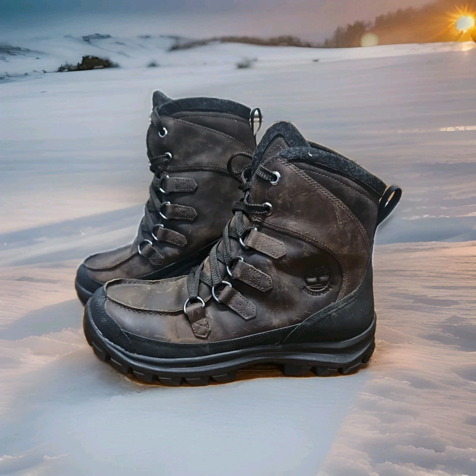 Timberland Chillberg Waterproof Insulated Mens Sz 9.5 Lace-Up Boots Brown Winter