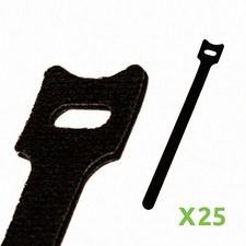 8 Inch Hook and Loop Reusable Strap Cable Cord Wire Ties 25 Pack Black
