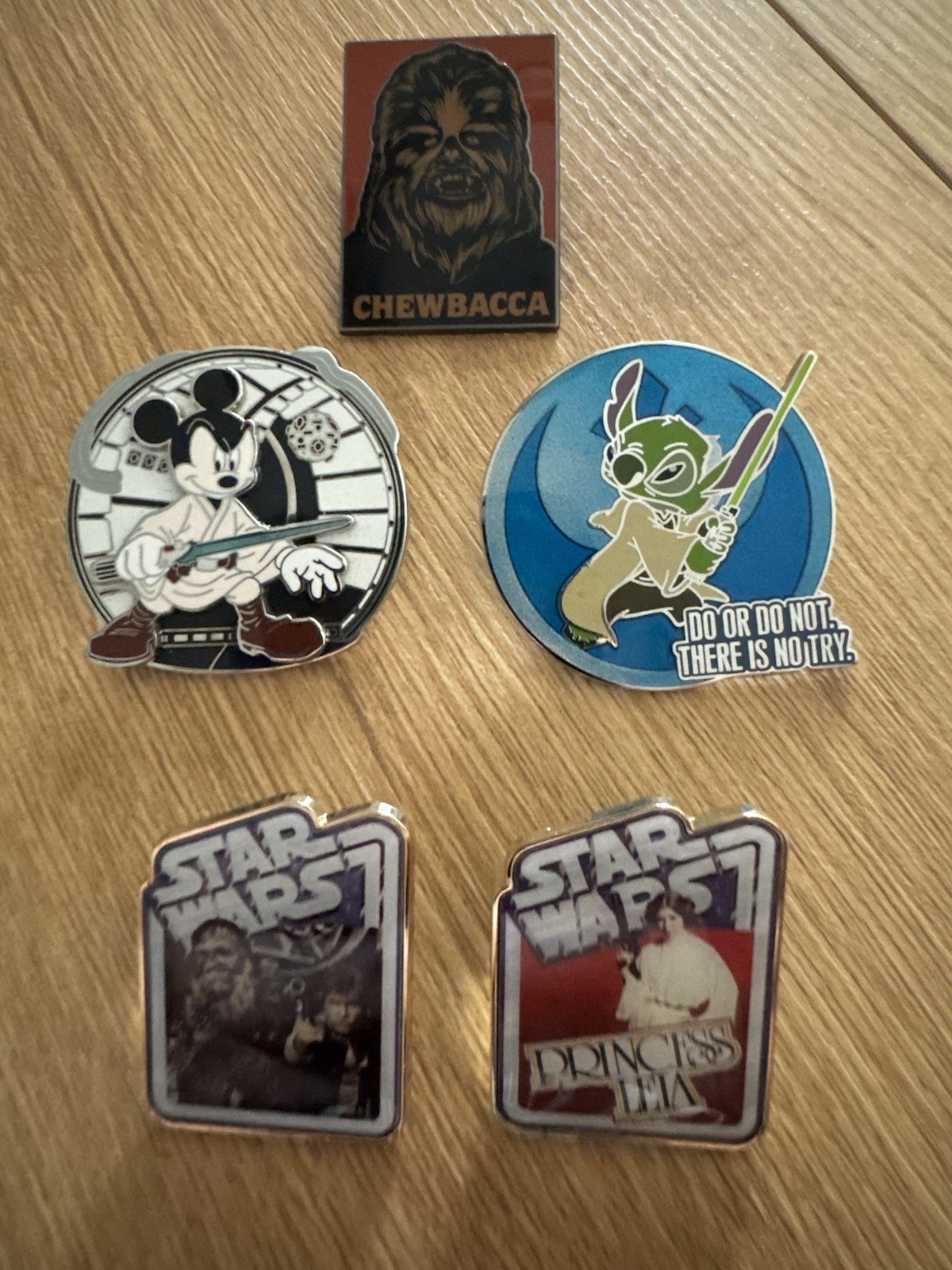 Star Wars Disney Pin 5 Pins Authentic Disney World Mickey Mouse Stitch Chewbacca