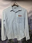 Vintage Delco Electronics Men Size Large Denim Jean Style 90s Button Up Shirt GM