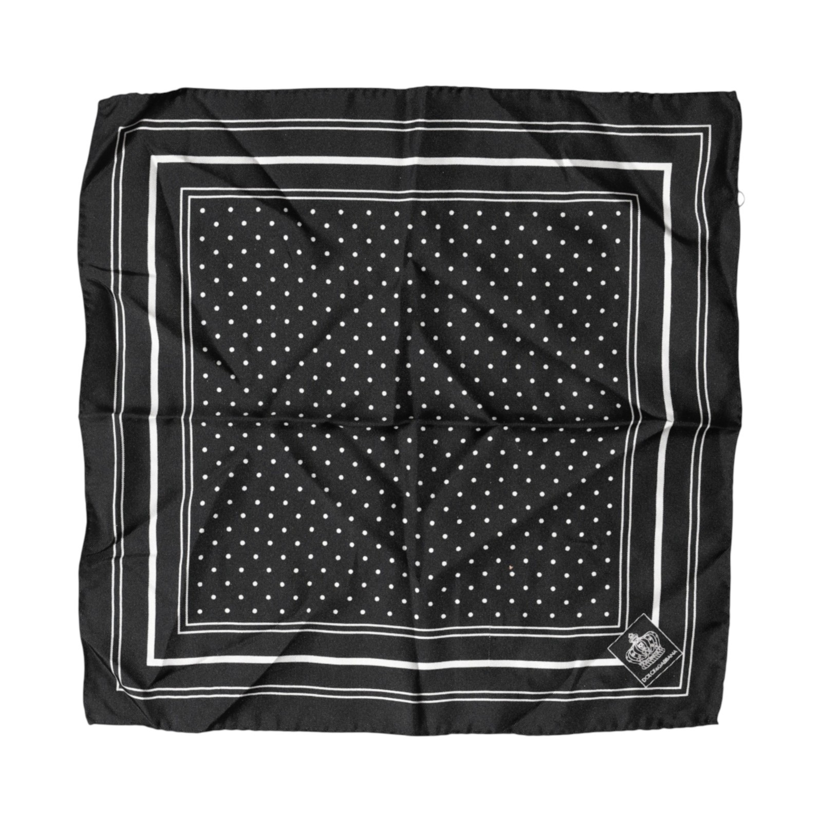 DOLCE - GABBANA Scarf Black Poka Dot Men Square Handkerchief 315cm x31cm 150usd 17990₽
