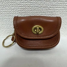 Coach Old Coach Coin Case Keychain Turn Lock From Japan emboss unisex Used