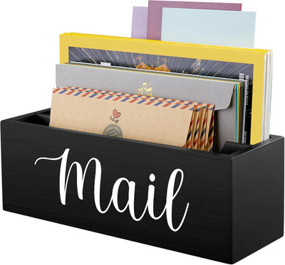 Mail Organizer, Mail Holder with 2 Slots, Mail Basket for Wall Table Countertop,