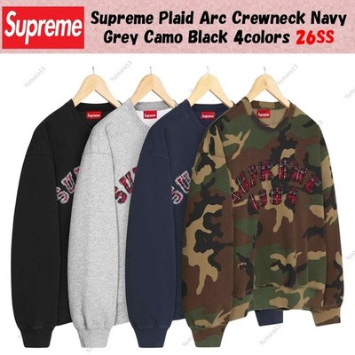 Supreme Plaid Arc Crewneck Navy Grey Camo Black 4colors 26SS | eBay