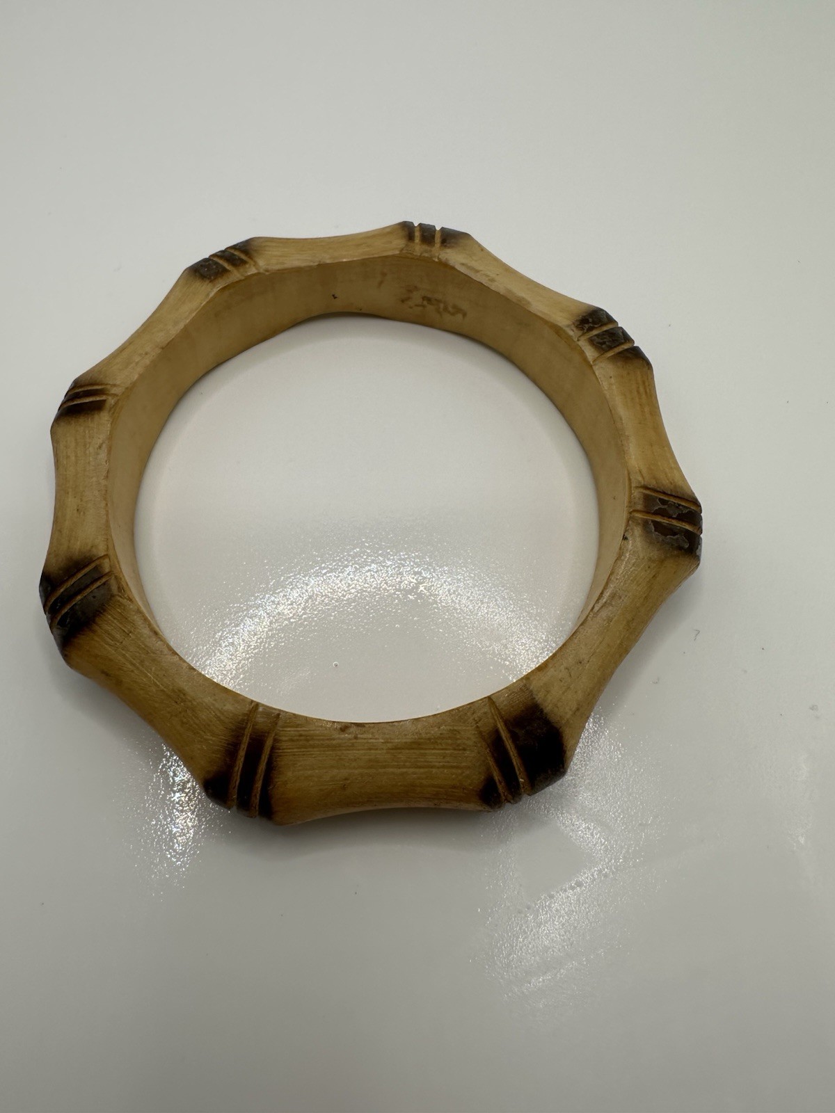 Vintage Bamboo Wood Bangle Bracelet Size 8