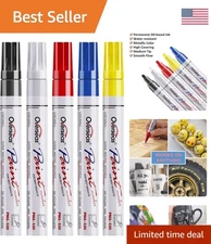 5-Color Permanent Oil-Based Paint Marker Set - Quick Drying & Waterproof
