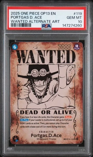 2025 ONE PIECE OP13-CARRYING ON HIS WILL #119 PORTGAS D. ACE PSA 10