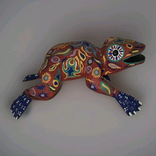 Pepe Santiago Wood Frog Alebriji Figure Carved Hand Painted Mexico Folk Art