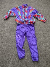 Vintage 80s Womens Windbreaker Tracksuit Medium Colorful Windbreaker Floral