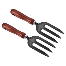 2Stk 10.6" 3 Zinken Hand Gartenarbeit Gabel Karbonstahl Verdickt Abstand Grau