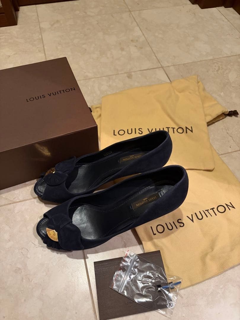 LOUIS VUITTON Pumps Heel Suede Navy EU37.5/US7.5 120395c thumbnail 11